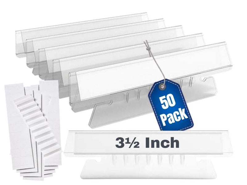 1InTheOffice Clear Hanging Folder Tabs, and Inserts 3-1/2" x 5/8", 50/Pack (3 1/2") - Image 1